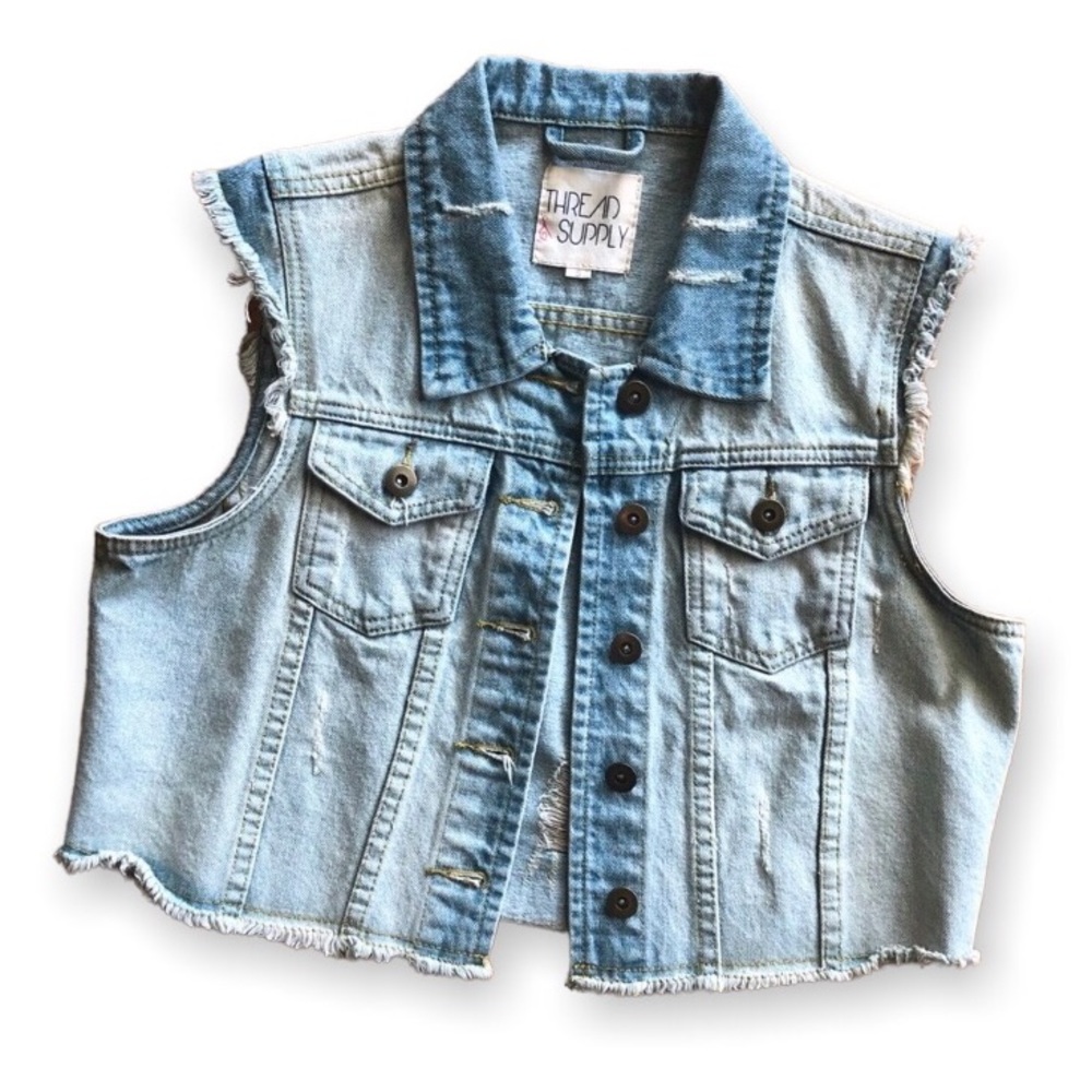 Women’s Distressed Denim Vest